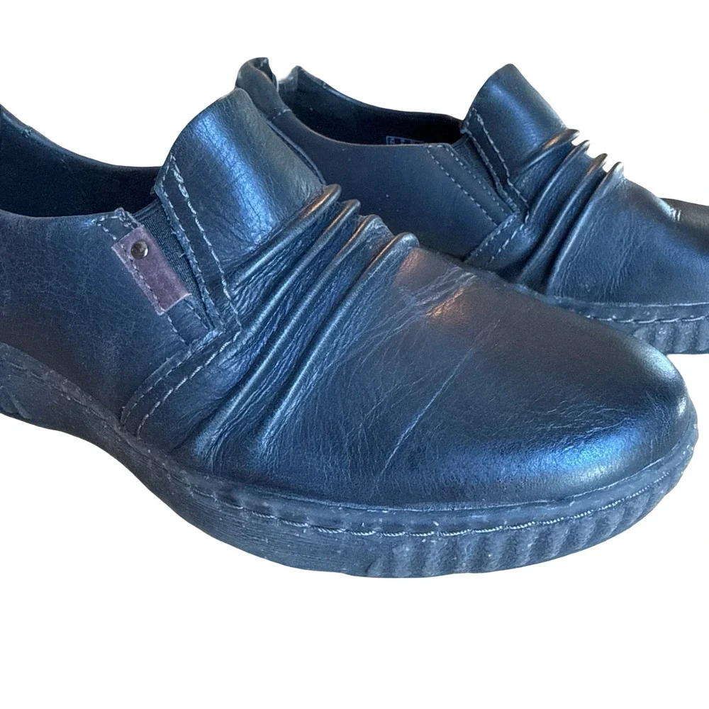 Clarks Magnolia Faye Black Leather Slip On Comfort Shoes Loafers Flats sz 8